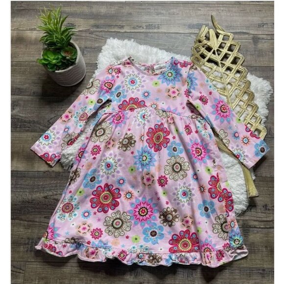 Hanna Andersson Other - Hanna Andersson Pink Long Sleeve Cotton Floral Dress Girl’s  US 7-10 130